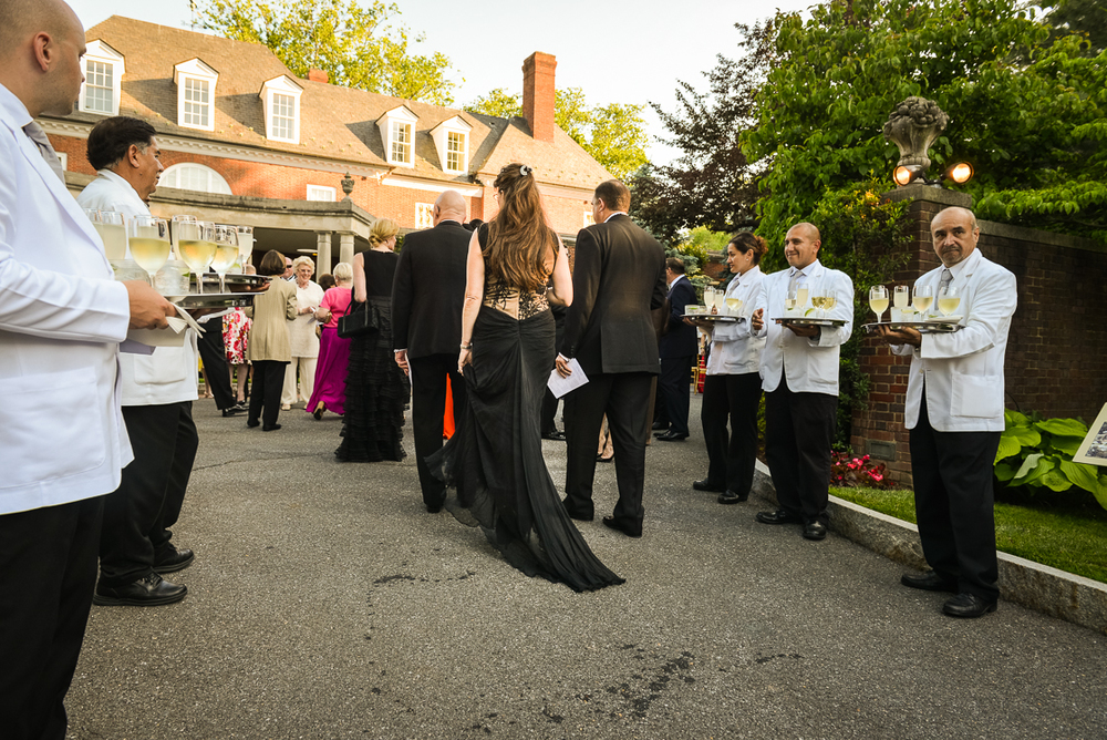 Guests were offered sparkling white wine and champagne upon their arrival at the June 3 Hillwood gala (Photo by Kate Warren for The Washington Post).